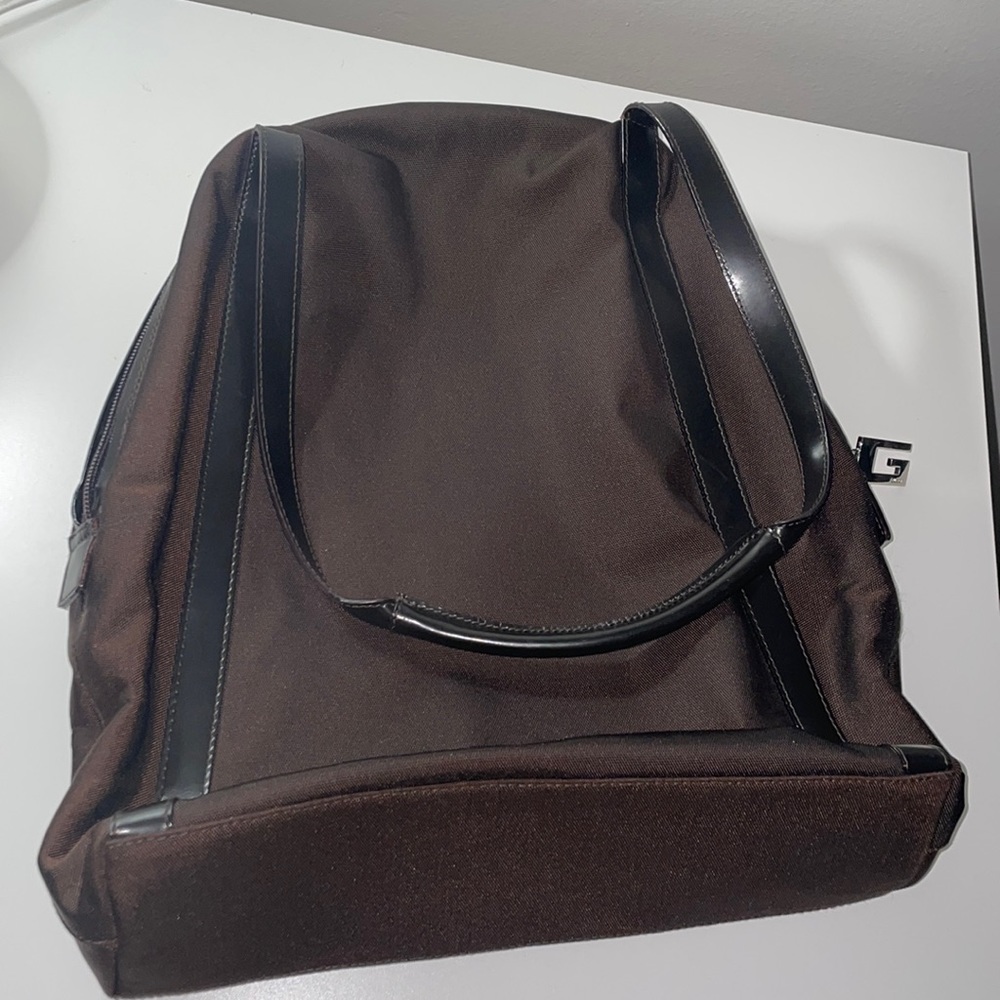 Authentic Gucci vintage trimmed leather nylon shoulder bag